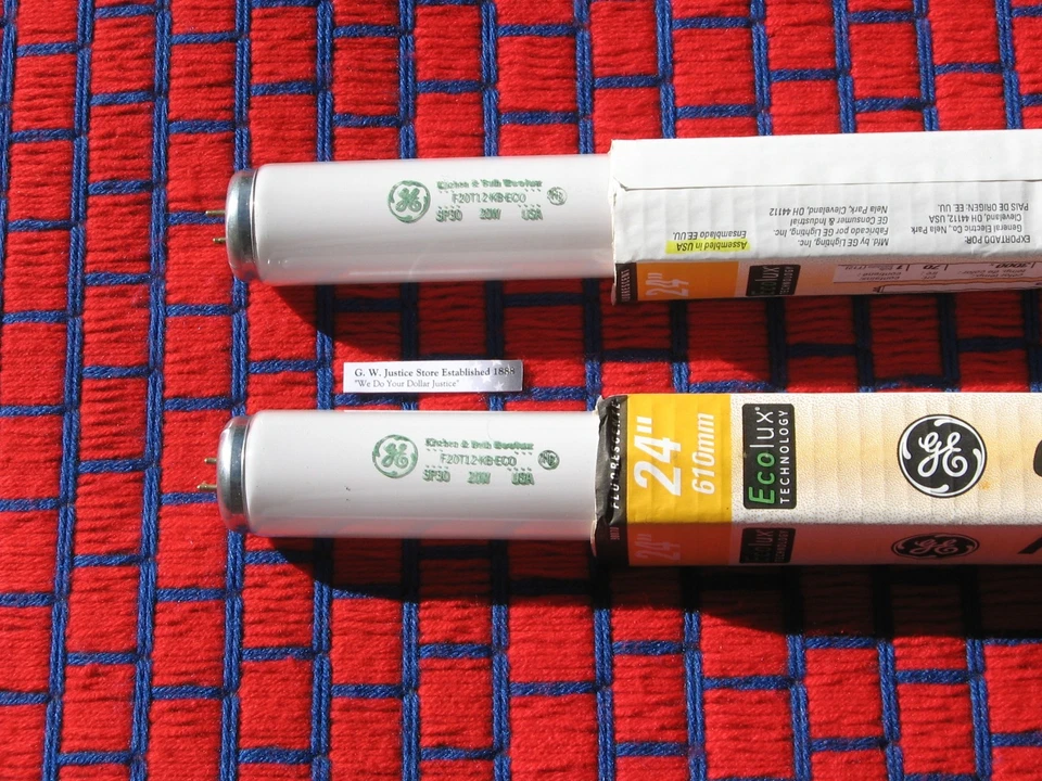 BOXof2 new GE KITCHEN & BATH 24" FLUORESCENT light bulb 21325 ECOLUX 20w F20T12  - Image 1 of 2