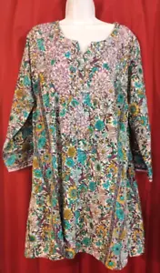 SOFT SURROUNDINGS SZ L FLORAL HEAVILY EMBROIDERED TUNIC TOP - Picture 1 of 6
