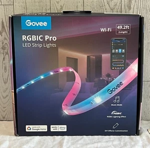NEW GOVEE 49.2' FT Wi-Fi RGBIC LED STRIP LIGHTS NIB NEW IN BOX LOOK WOW! - Picture 1 of 9