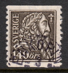 SWEDEN — FACIT 155bz — 1921 140o GUSTAV VASA WITH KPV WMK. — USED — CV $29 - Imagen 1 de 2