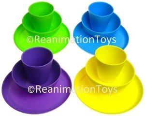 Munchkin 4x Plate 4x Bowl 4x Cup Multi Dining Set Lot BPA Free Blue/Purple/Green - Picture 1 of 4