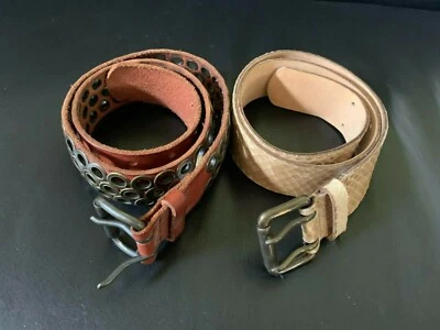 Lote de 2 cinturones de cuero J.CREW Madewell XS, pequeños, piel de serpiente en relieve, ojales  Foto 1 de 4