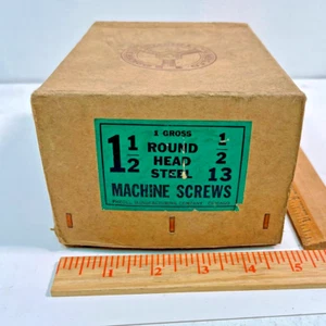 Box of Vintage Round Head Steel Machine Bolts 1 1/2" x 1/2", Qty=144, NOS - Picture 1 of 11