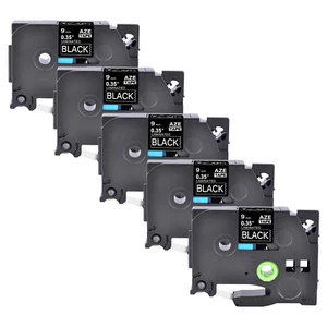 5PK Fits Brother P-Touch TZ-325 TZe-325 White on Black Label Tape 9mm 0.35" - Picture 1 of 12