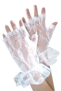 Sexy Dessous Spitzen Handschuhe weiss kurz fingerlos Brauthandschuhe - Bild 1 von 1