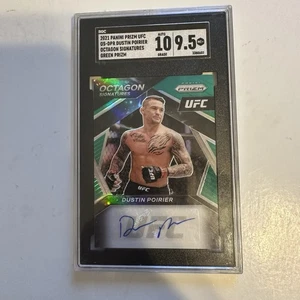 2021 PANINI UFC PRIZM OCTAGON SIGNATURES GREEN DUSTIN POIRIER AUTO SGC 9.5 - Picture 1 of 2