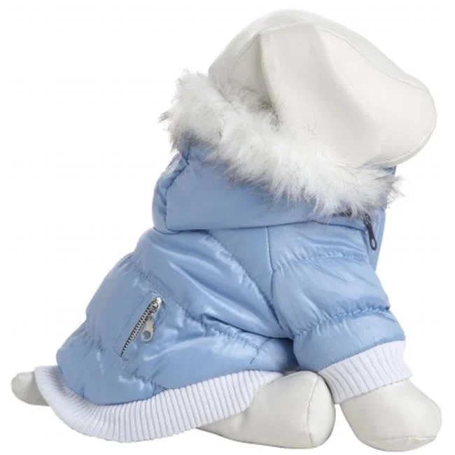 Abrigo Parka Pet Life 1BLLG Metálico Moda Mascota - Azul Metálico - Grande Foto 1 de 1