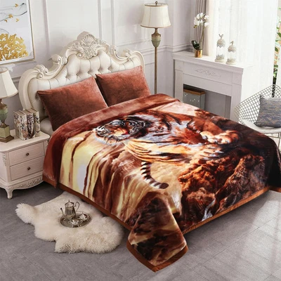 Floral & Animal 2-Ply Heavy Raschel Blanket 85" X 95" - Image 1 of 4