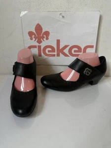 Zapatos Rieker cómodos de cuero negro talla UK 6.5 EU 40 - Imagen 1 de 13