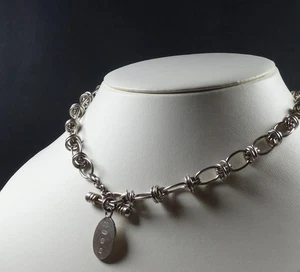 Schwere Knoten Glieder Knebel Halskette mit Barren Anhänger 925 Sterling Silber - Bild 1 von 11