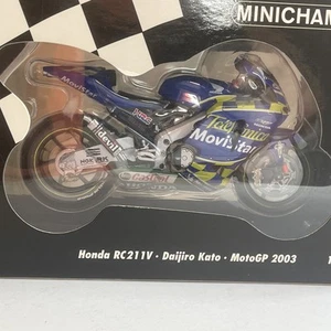 Minichamps 122 037174 Honda RC211V race bike Kato Telefonica MotoGP 2003 1:12th - Picture 1 of 8