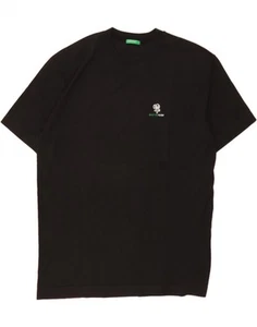 BENETTON Mens Graphic T-Shirt Top Large Black HE09 - Picture 1 of 3
