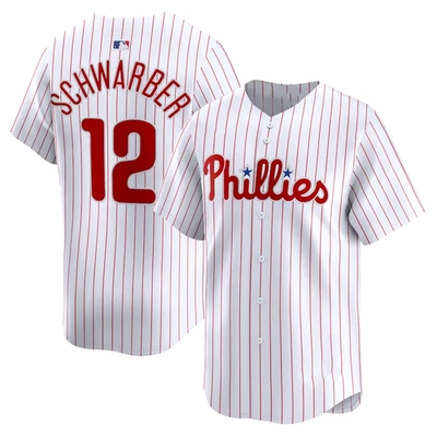 Camiseta de béisbol Kyle Schwarber #12 blanca a rayas roja regalo para fanáticos talla completa S-6XL Foto 1 de 3