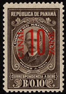 Canal Zone Stamp Scott # J9 Mint F-VF - 10 Cents Postage Due with Red Overprint - Picture 1 of 1