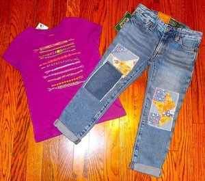 POLO RALPH LAUREN AUTHENTIC GIRLS ORIGINAL BRAND NEW 2Pc JEANS SET Size 4, NWT - Picture 1 of 13