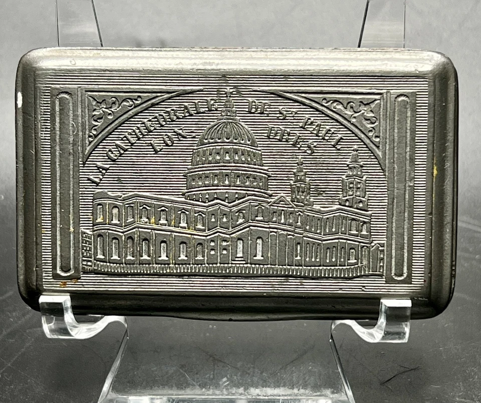 Estuche de cigarrillos de tabaco Niello ruso antiguo/de colección con St Paul’s Cath London Foto 1 de 4