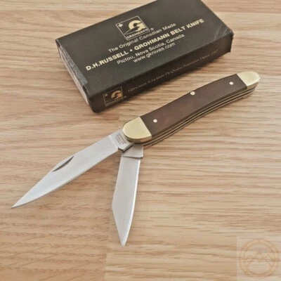 Grohmann Two Folder Pocket Knife Carbon Stainless Blades Brass Rosewood Handle - Image 1 of 4