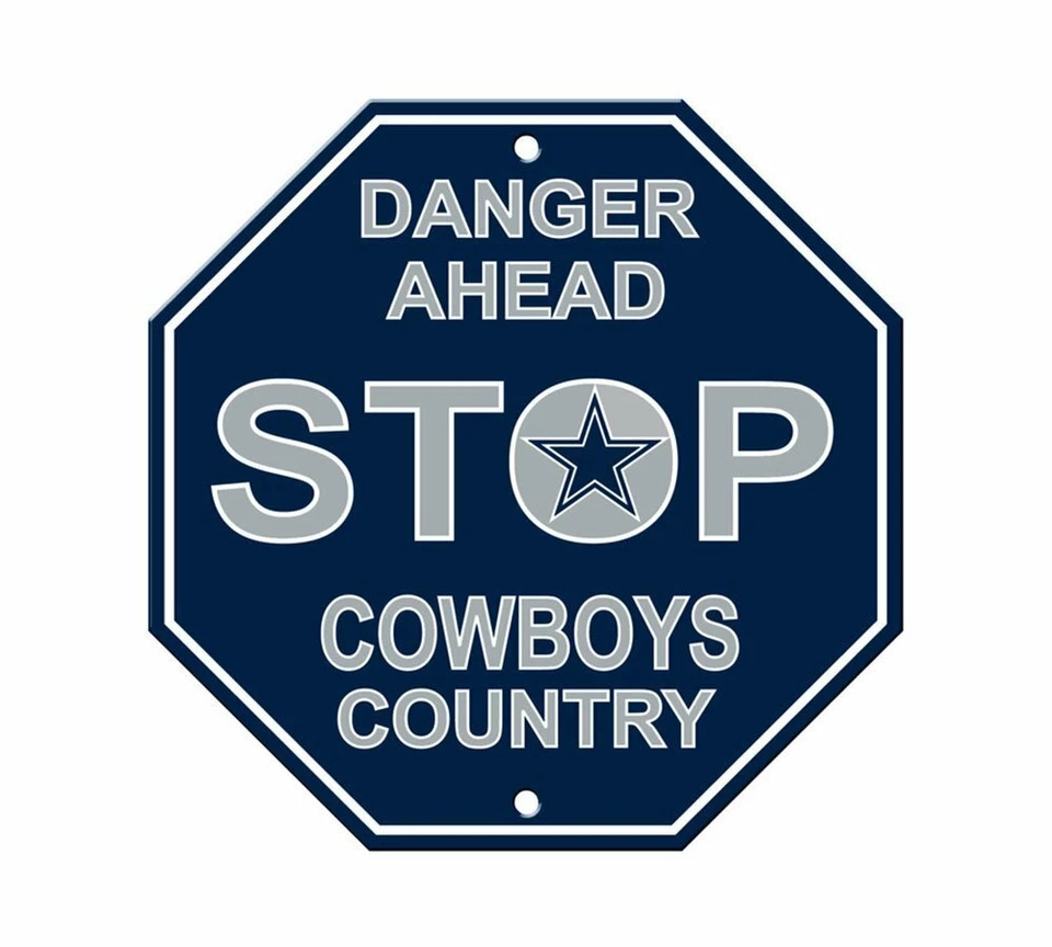 Dallas Cowboys Stop Sign "Danger Ahead" NEW! 12"X12" Man Cave NFL - Image 1 of 1