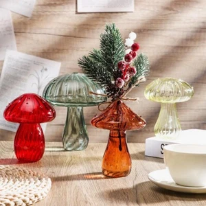Mushroom Shape Flower Bottle Aromatherapy Bottle Glass Vase Desktop Ornament - Picture 1 of 20