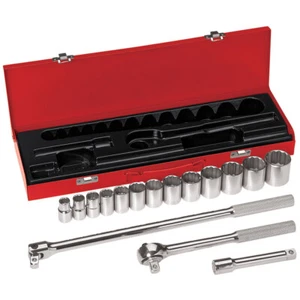 Klein Tools 65512 1/2-Inch Drive Socket Wrench Set, Red, 16-Piece - Picture 1 of 1