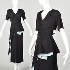 1940s Frank Starr Evening Gown Formal Peplum Dress Sash Rayon