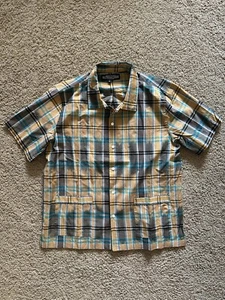 Size XL - J Peterman Ikat Madras Plaid Shirt Mother Of Peal Buttons NWOT - Picture 1 of 6