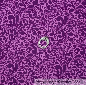 BonEful Fabric FQ Cotton Quilt Purple Calico Swirl Scroll Dot Leaf Small Pattern - Picture 1 of 13