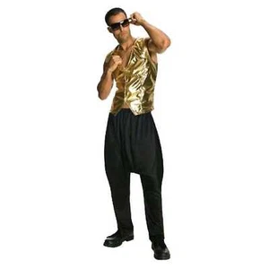 Rapper 1980's Shiny Metallic Gold Vest Adult Mens One Size Costume Accessory - Picture 1 of 3
