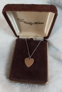 Vintage Kelly Waters Rhodium-plated Engraveable Heart Disc 18 inch Necklace
