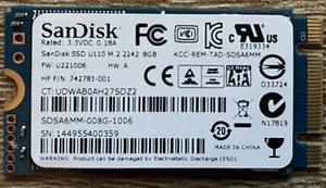 SSD HP 742783-001 SanDisk U110 M.2 2242 8 Go MLC SATA III - Photo 1/1