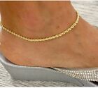10K Solid Yellow Gold Diamond Cut Rope Chain Anklet/Bracelet 10" 2 Mm 2 Grams