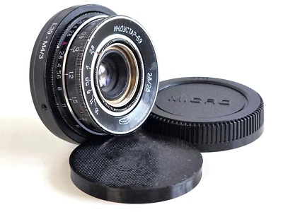 Industar-69 28mm F/2.8 USSR Wide Angle Pancake for Micro 4/3, Infinity focus! - Image 1 of 4