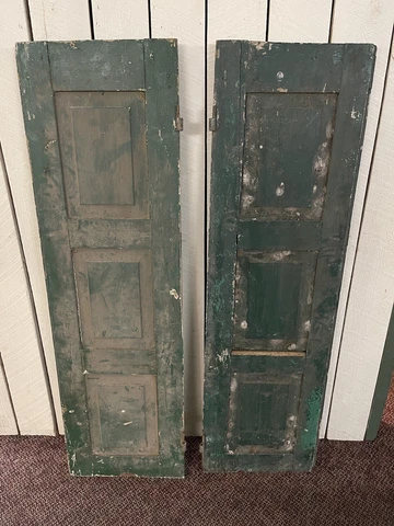Pair Antique Wood SHUTTERS / DOORS Approx 16 1/4” X 54 1/4”each Cover