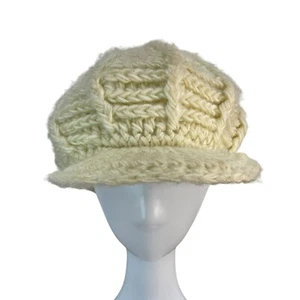 Handmade Chunky Knit Cream Acrylic fiber Newsboy Cap - Picture 1 of 8