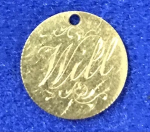 1856-1889 Gold Dollar Typ 3 Liebesmedaille "Wille" mit Loch alte Gravur - Bild 1 von 7