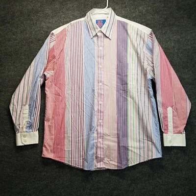 Brooklyn Xpress Shirt Mens XL Multicolor Striped Long Sleeve Button Up Pocket - Image 1 of 4