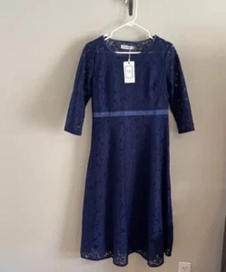 Coeur De Vague Navy Lace Dress Designed In France  Size 8 NWT Read - Picture 1 of 13