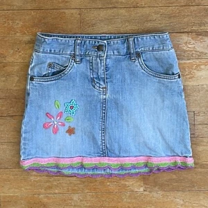 Vintage Girls Denim Skort Talbots Kids 1990s Embellished Jean Skirt Size 7 - Picture 1 of 4