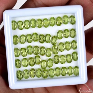Lote de piedras preciosas ovaladas naturales sin calefacción superior verde rico 50 piezas 24 quilates 6 mm x 4 mm - Imagen 1 de 4