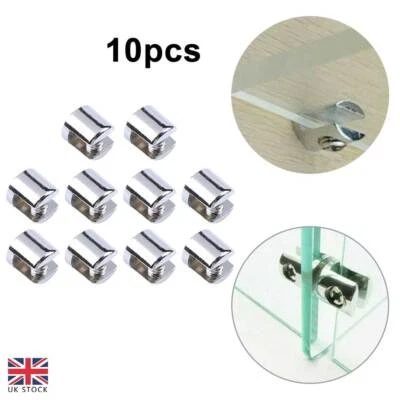 10Pcs Glass Shelf Support Clamp Brackets Clip Chrome Shelves 6-8mm Clip Tools UK - Image 1 of 4