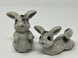 Vintage Bunny Rabbits Figurines Sugared Texture Sugar Japan - Picture 1 of 18