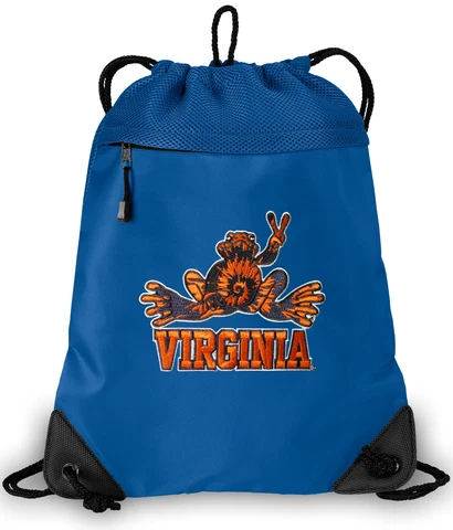 UVA Peace Frog Drawstring Backpack Bag MESH MICROFIBER String BAGS Backpack Cover