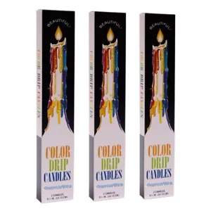 Candele a goccia colorate, confezione da 3 (6 candele in totale), senza profumo - Foto 1 di 2