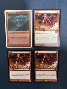 MTG 4X LIGHTNING BOLT M10+ 4TH EDITION JAPANESE + ENGLISH MAGIC THE GATHERING - Picture 1 of 6