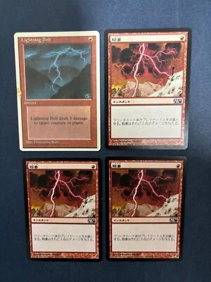 MTG 4X LIGHTNING BOLT M10+ 4TH EDITION JAPANESE + ENGLISH MAGIC THE GATHERING - Image 1 of 4