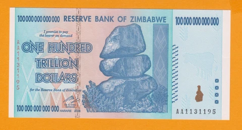 Zimbabwe 100 Trillion Banknote 1 Note AA/2008, P-91, UNC 100% authentic Cover