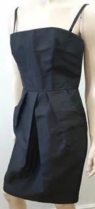 Vestido de Noche Corto Dolce & Gabbana Negro Seda Bandeau y Falda Plisada UK12 - Imagen 1 de 12