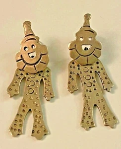 Vintage 925 Sterling Silber Mexiko Clown 2 Stück Ohrhänger Ohrringe - Bild 1 von 3