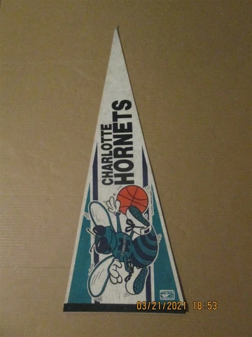 NBA Charlotte Hornets Vintage Circa Early 1990's Team Logo Basketball Pennant Cover