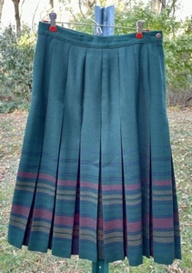 Vintage Edinburgh Scotland Plaid Pleated Skirt Womens Sz 14 MediumPure New Wool - Picture 1 of 10